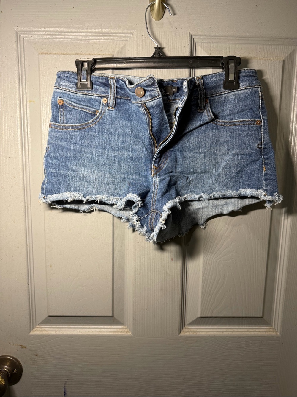 Volcom Light Blue Distressed Denim Cutoff Shorts